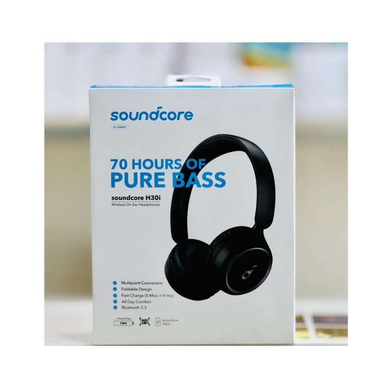 هدفون بلوتوثی انکر مدل GST H30 HEADPHONE I BT، کابل همراه، کنترل صدا و پخش و تقویت باس برای کاربری عمومی