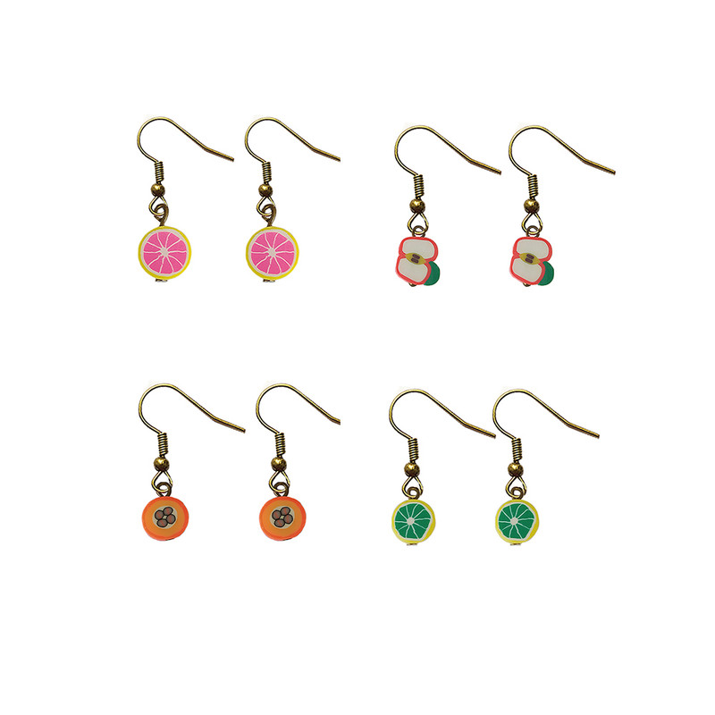 گوشواره دخترانه مدل میوه ها 3 بسته چهار عددی گوشواره دخترانه مدل میوه ها 3 بسته چهار عددی