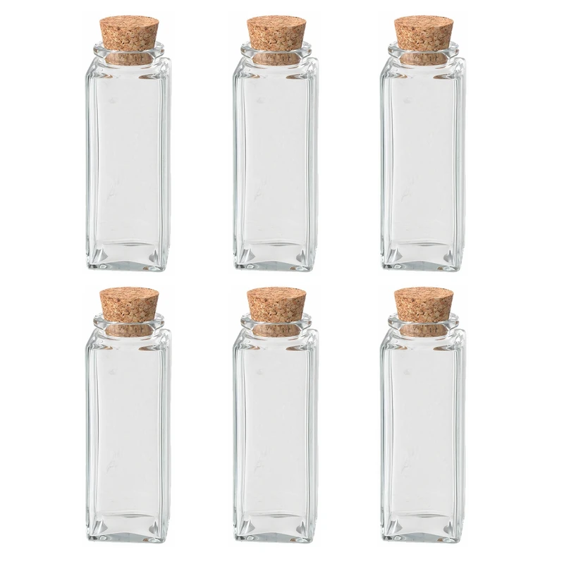 جا ادویه مدل چوب پنبه چهارگوش کد S1-6 مجموعه 6 عددی
