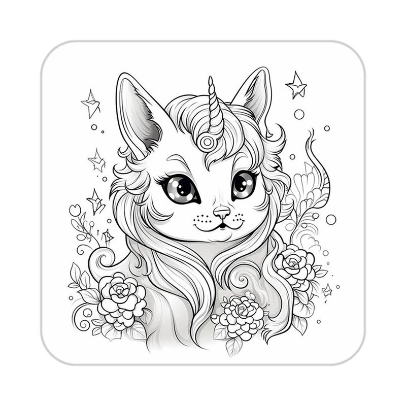 زیر لیوانی کاکتی طرح اسب تک شاخ و یونیکورن مدل mp31557