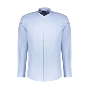 پیراهن آستین بلند مردانه ان سی نو مدل فرنچ سورنا رنگ آبی