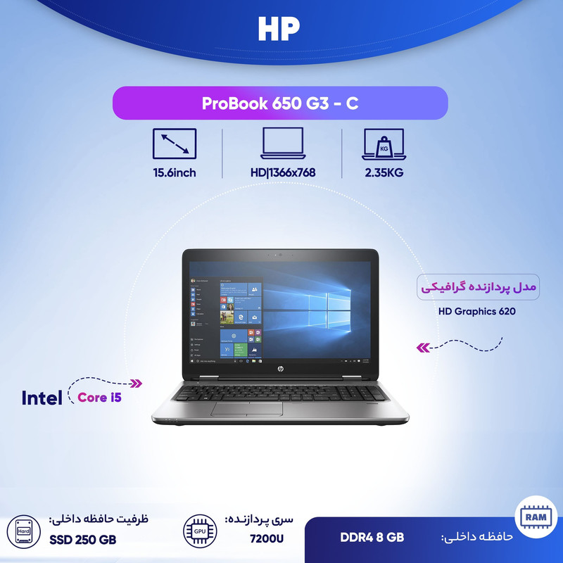 لپ تاپ 15 اینچی اچ پی مدل ProBook 650 G3 - C