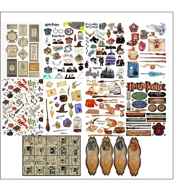 برچسب مشایخ طرح اسکرپ بوک و بولت ژورنال مدل هری پاتر کد V6 بسته 10 عددی