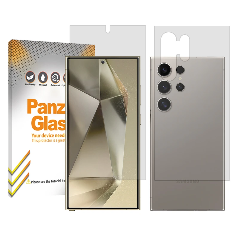 محافظ صفحه نمایش شفاف پنزر گلس مدل Resistant مناسب برای گوشی موبایل سامسونگ Galaxy S24 Ultra به همراه محافظ پشت گوشی