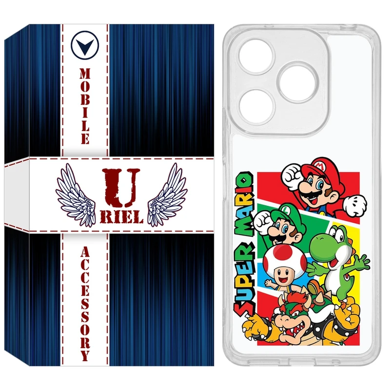 کاور یوریل مدل Clear کد 76 طرح ماریو مناسب برای گوشی موبایل شیائومی Redmi 13X / 13 / Poco M6 4G