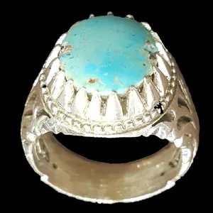 انگشتر نقره مردانه مدل فیروزه نیشابور کد P100