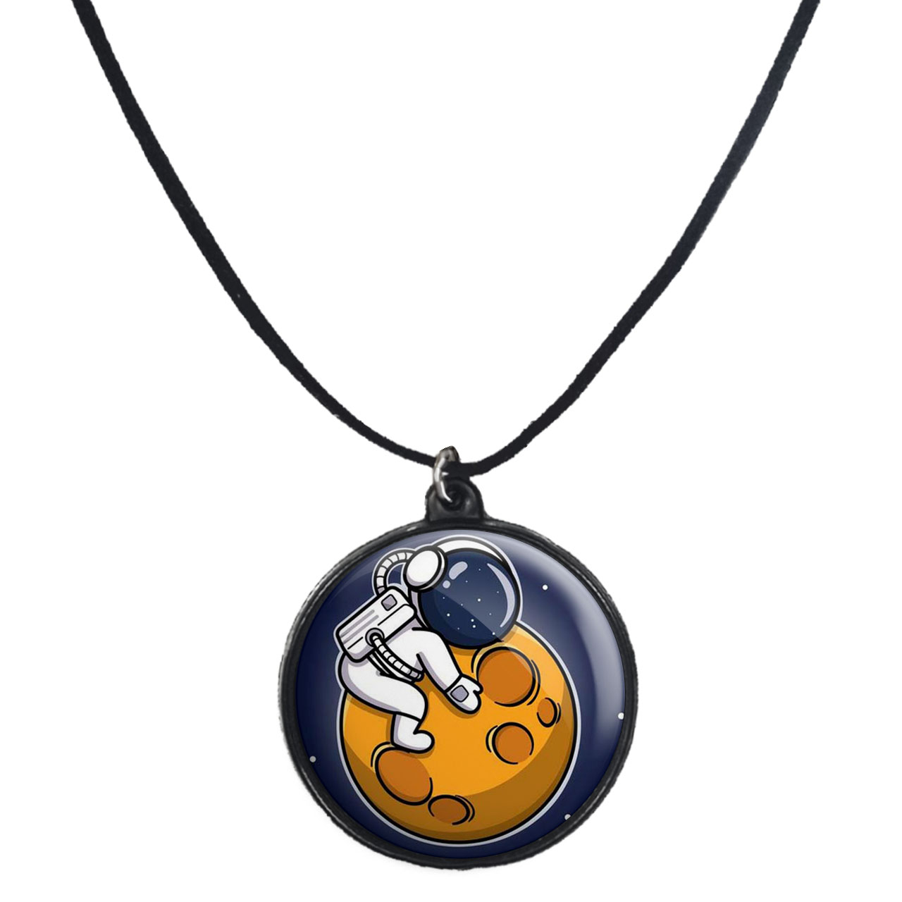 گردنبند پرمانه طرح فضانورد کد pmb.10297 مدل دو طرفه