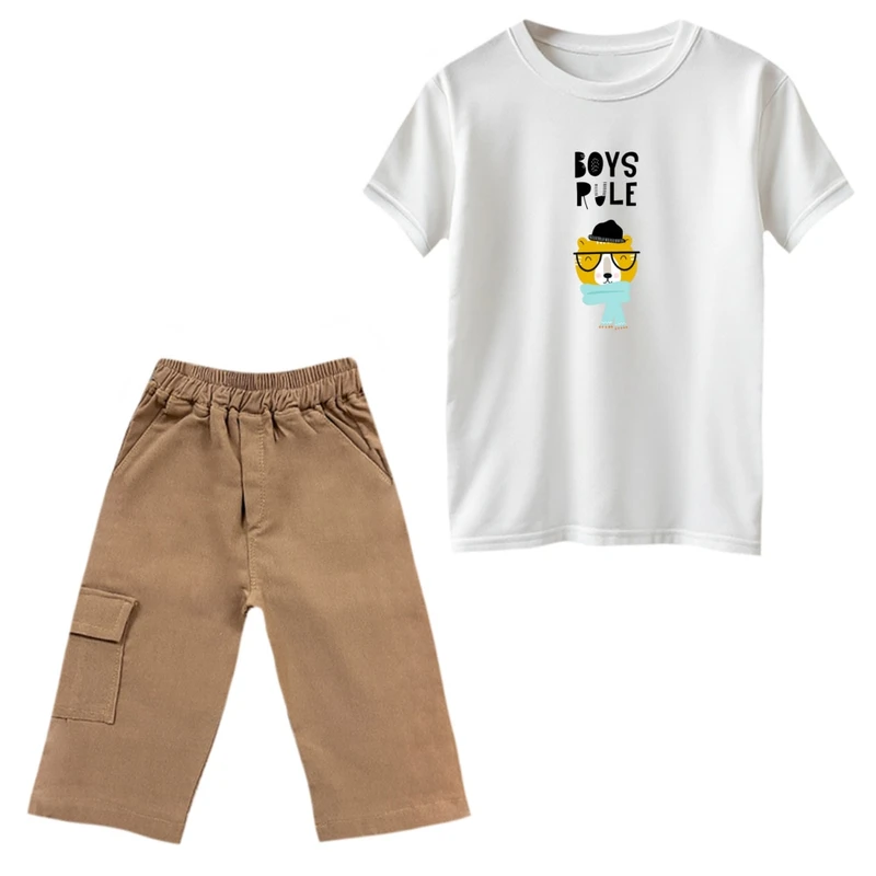 ست تی‌شرت و شلوارک پسرانه مدل قوانین پسرونه