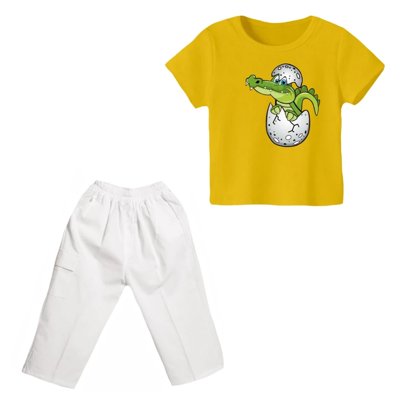 ست تی شرت و شلوارک پسرانه مدل تمساح کد 5