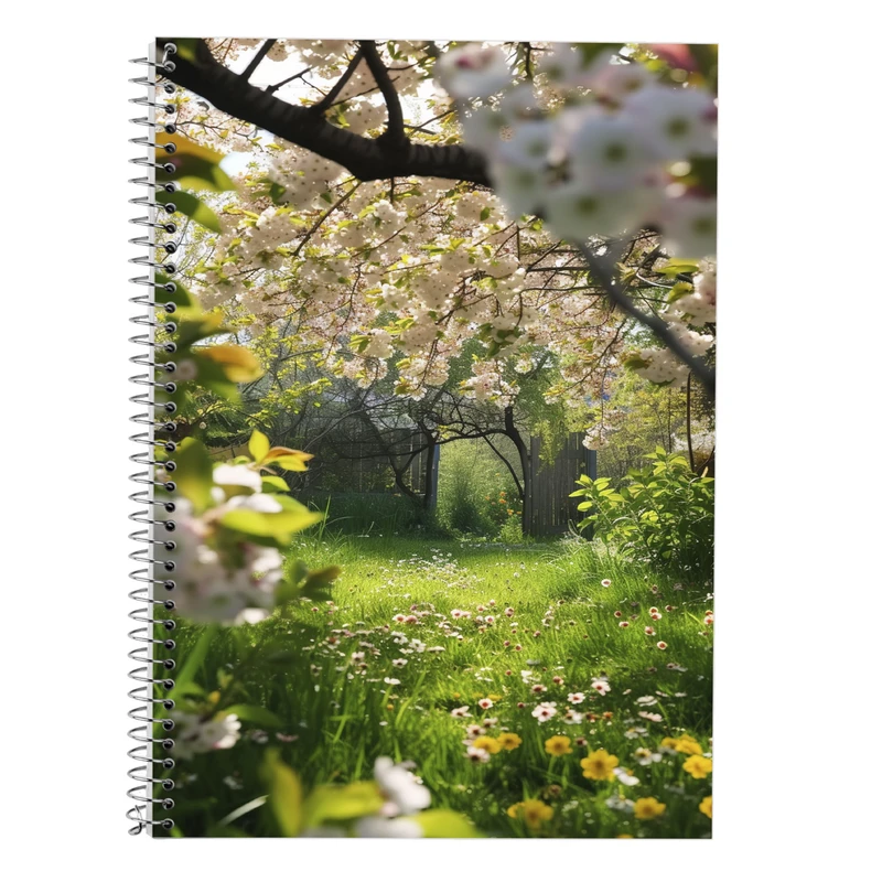 دفتر زبان 50 برگ مدوپد مدل دو خط طرح بهار کد DF13386