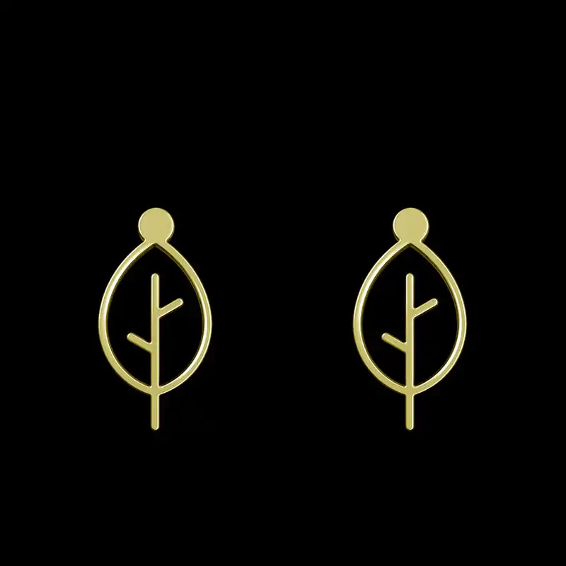 گوشواره طلا 18 عیار زنانه مدوپد مدل برگ کد GA1-15898