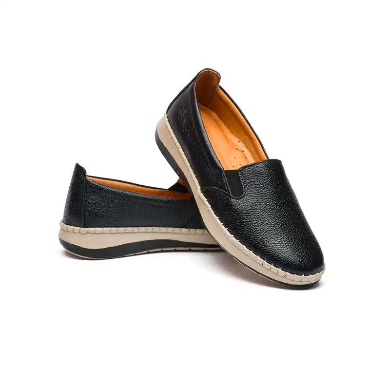 کفش روزمره زنانه مدل آنیس تمام چرم رنگ مشکی