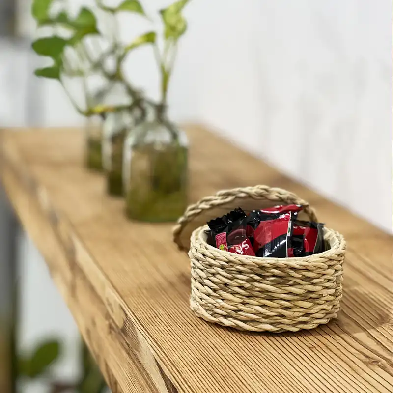 قندان حصیر بافی مدل سنتی مجموعه 4 عددی