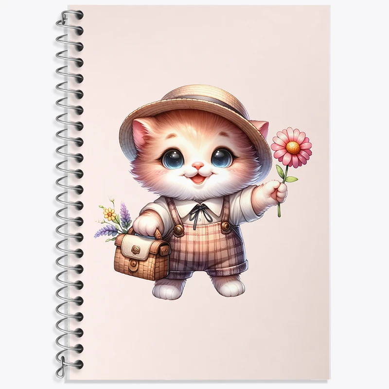 دفتر زبان 50 برگ خندالو مدل دو خط طرح گربه بامزه کد F5416