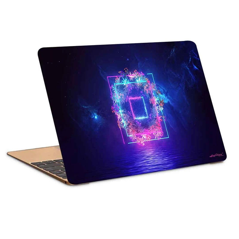 استیکر لپ تاپ طرح neon squares flowers کد P-879 مناسب برای لپ تاپ 15.6 اینچ