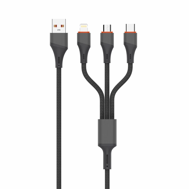 کابل تبدیل USB به USB-C / MICROUSB / لایتنینگ الدینیو مدل LC96u طول 1.2 متر