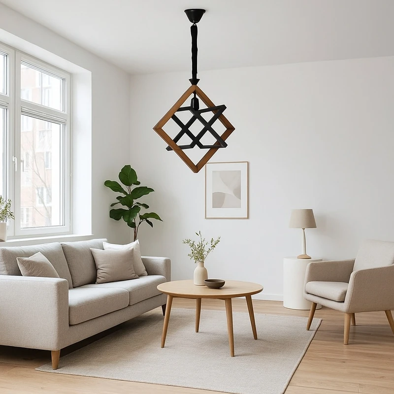 چراغ آویز شاهان تک مدل wood 4