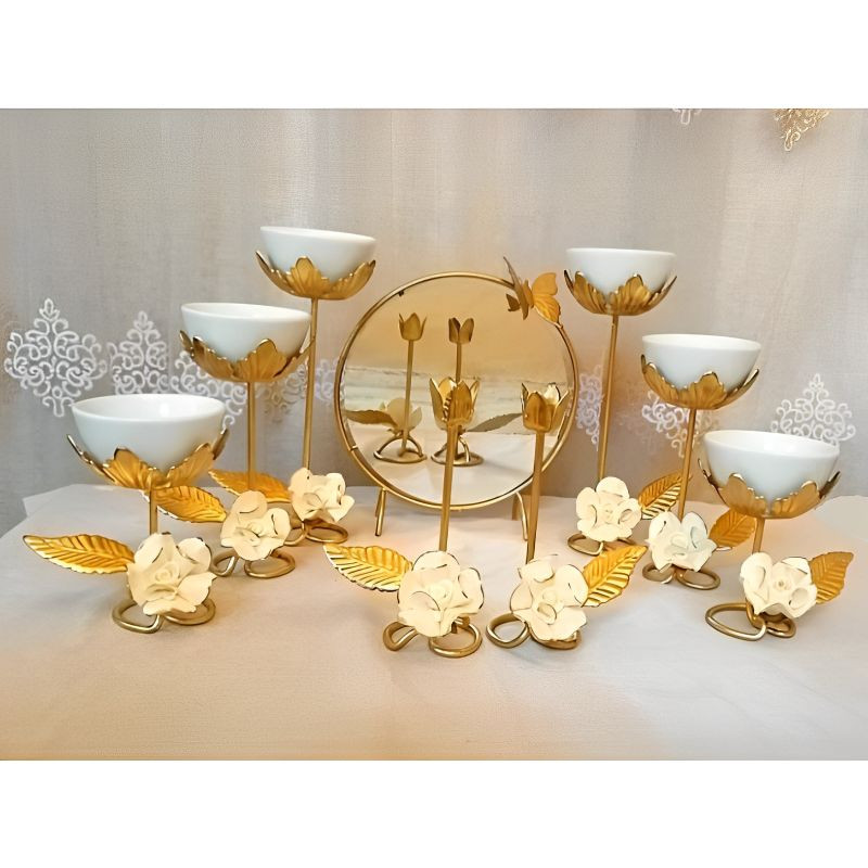 مجموعه ظروف هفت سین 9 پارچه مدل گل و برگ