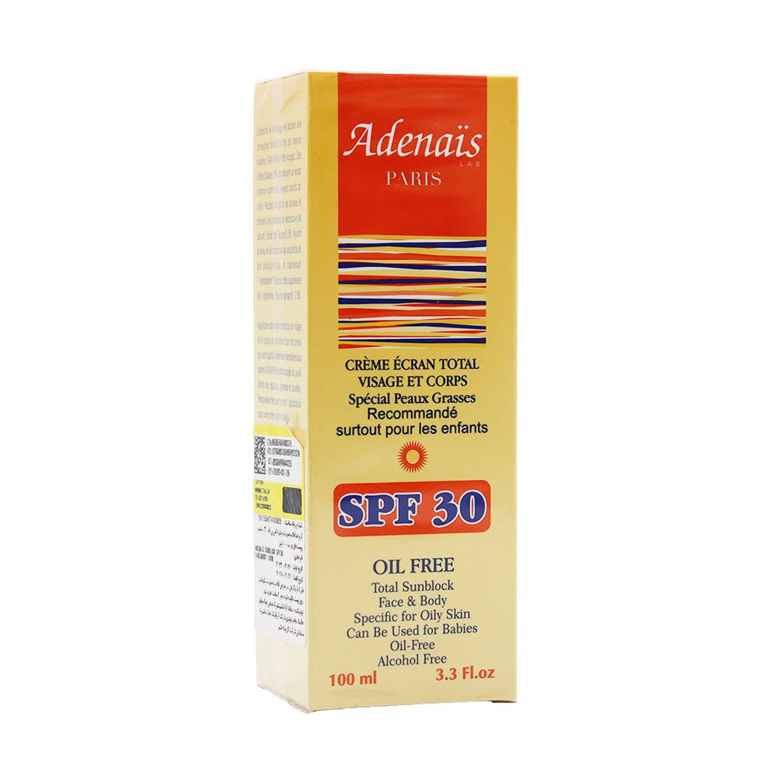 کرم ضد آفتاب بدون رنگ آدنایس SPF 30 مدل 02 ، محافظ UVA و UVB، جلوگیری از ترشح چربی اضافی و سفت کننده پوست مناسب پوست های چرب و مختلط حجم 100 میلی لیتر
