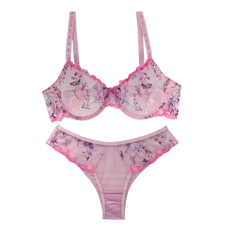 ست سوتین و شورت زنانه نوشه پوش مدل فنردار توری کد 88827