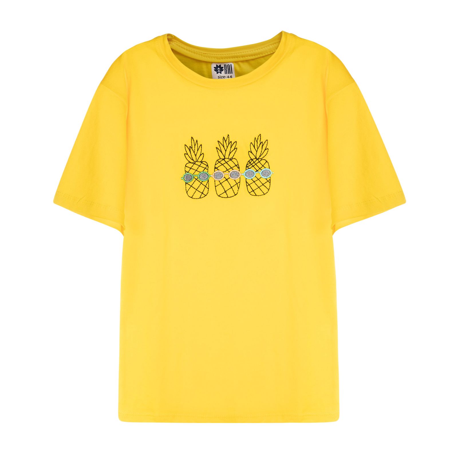 تی شرت آستین کوتاه دخترانه مادر مدل pineapple رنگ زرد -  - 1