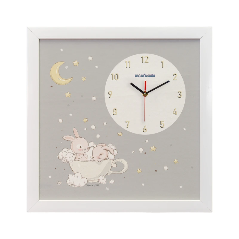 ساعت دیواری کودک مامز کیوتی مدل خرگوش و ماه کد S 83