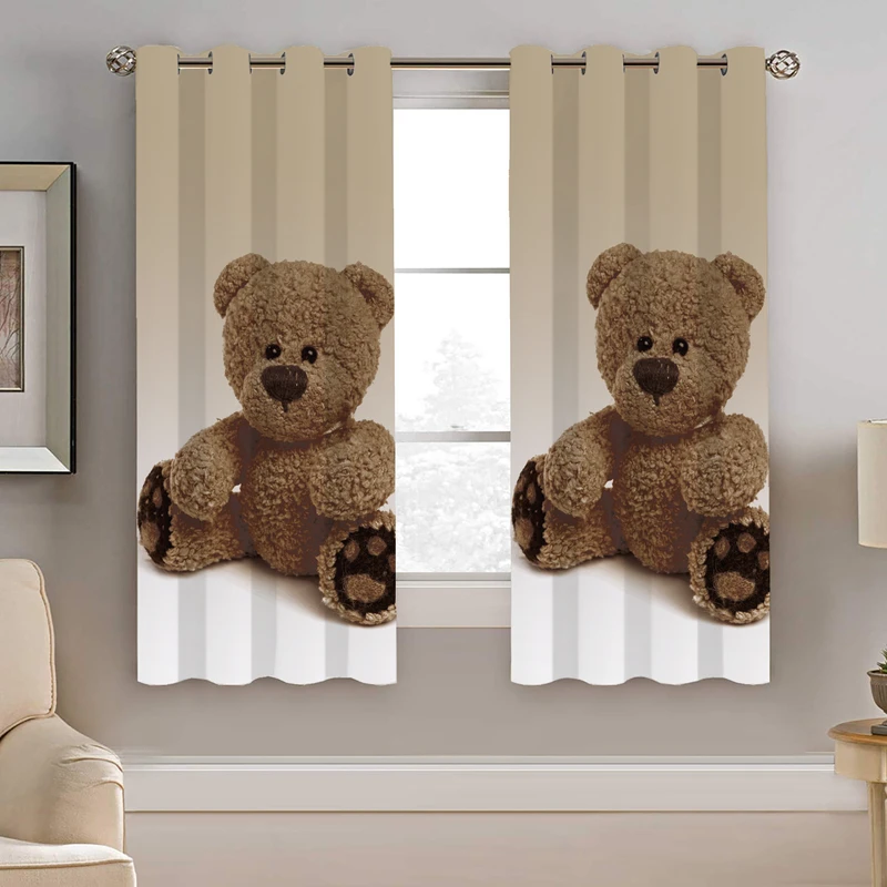 پرده نیروانا طرح عروسک خرسی کودک مدل هازان کد 8292 سایز 140×200 سانتی متر