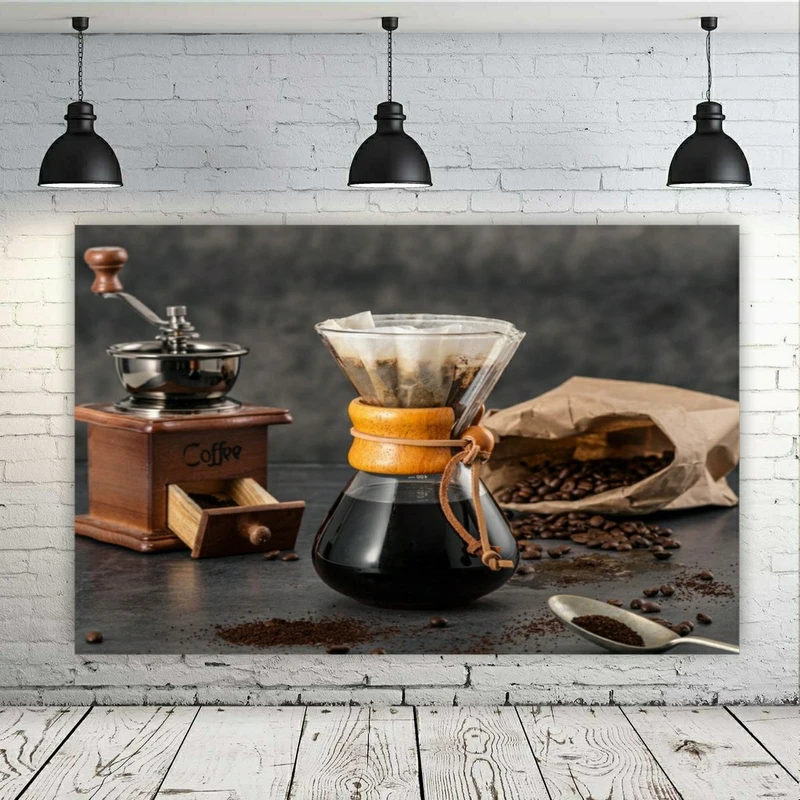 پوستر پارچه ای طرح قهوه و آسیاب قهوه مدل SDP1016
