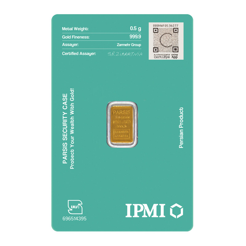 شمش طلا 999.9 عیار پارسیس مدل pa-pr-0.5 - 2