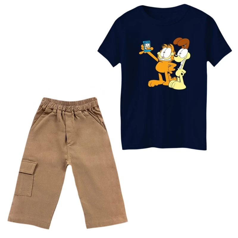 ست تی‌شرت و شلوارک پسرانه مدل گارفیلد کد 7