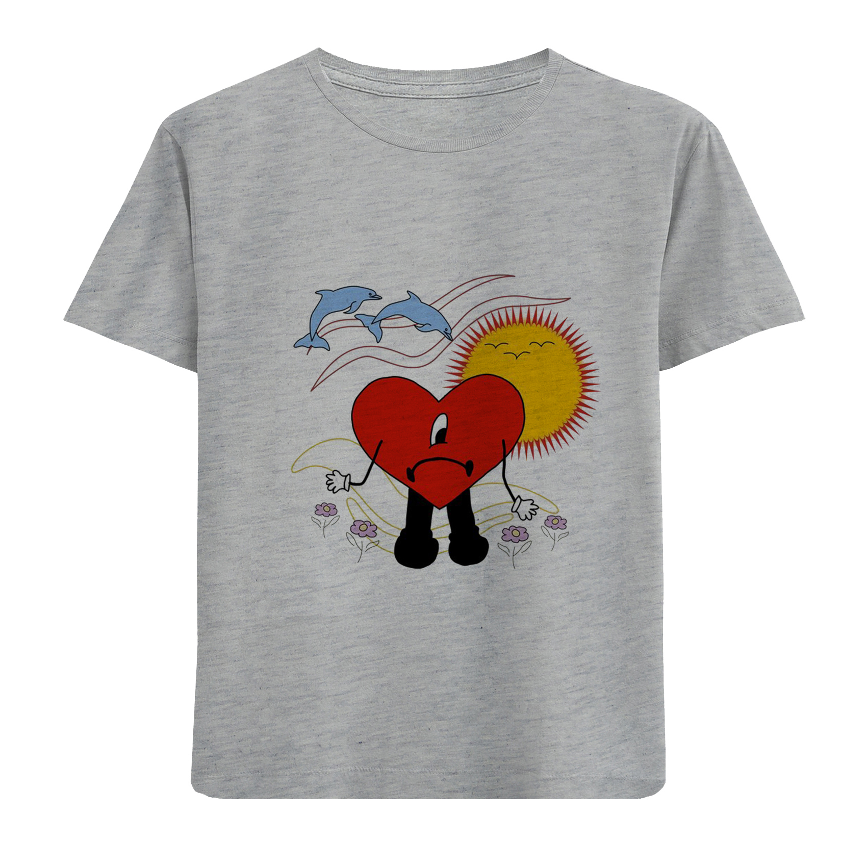 تی شرت آستین کوتاه دخترانه مدل قلب وخورشید D279