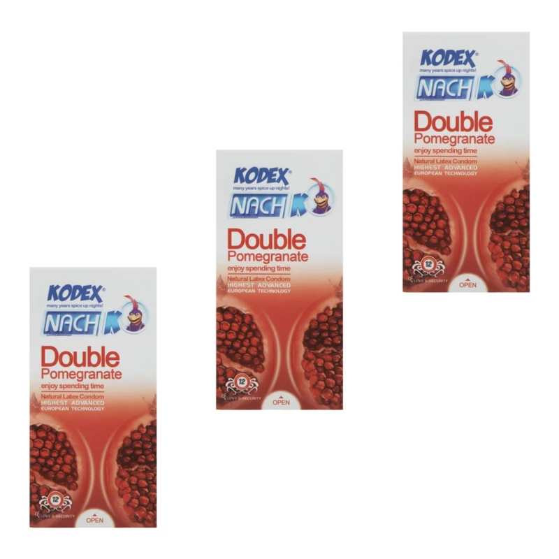 کاندوم ناچ کدکس مدل DOUBLE POMEGRANATE سه بسته 12 عددی
