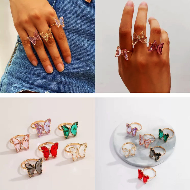 انگشتر زنانه مدل پروانه کریستالی کد 05