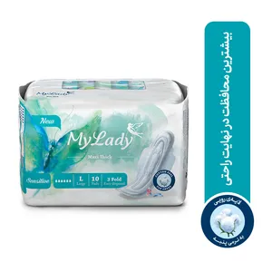 نوار بهداشتی بالدار مای لیدی مدل Maxi Blue سایز بزرگ بسته 10 عددی