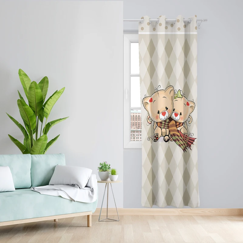 پرده طرح کودک مدل مخمل پانچی کد L 1546 Z سایز 140x200 سانتی متر