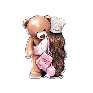 تاپر تزیین کیک مدل دختر و خرس عروسکی