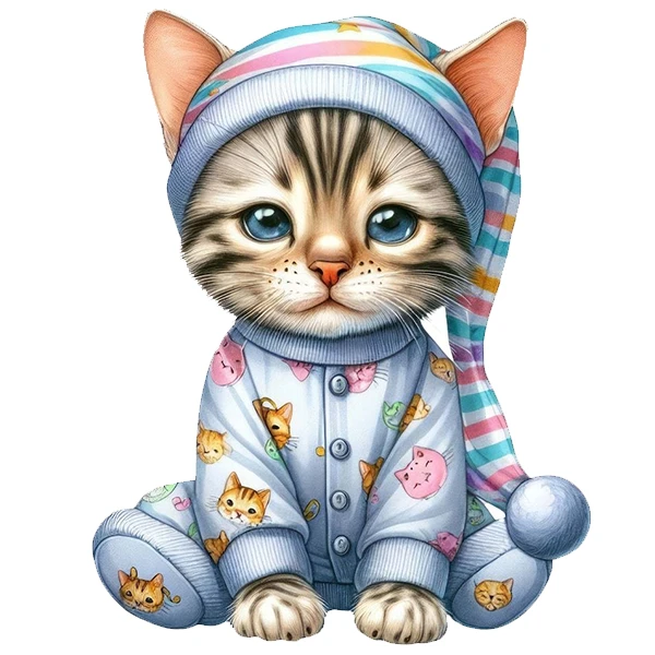 استیکر پارچه و لباس پاد آفرین طرح گربه ناز کد 1655