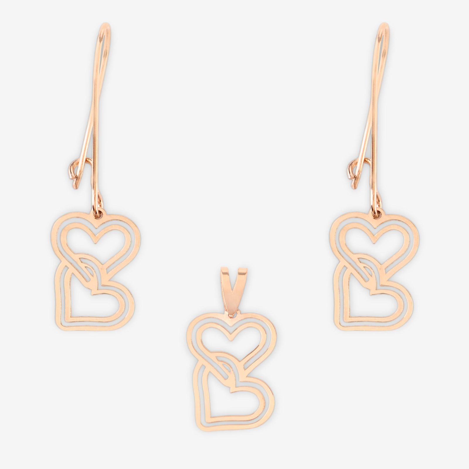 نیم ست طلا 18 عیار زنانه حافا گلد مدل قلب کد nim06 -  - 1