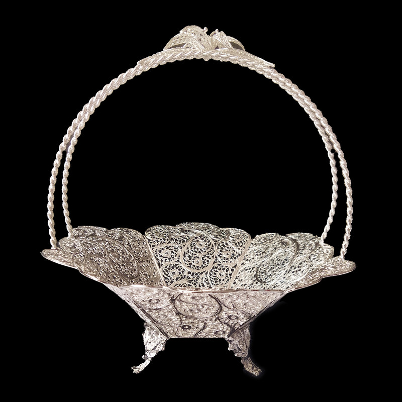 میوه خوری ملیله کاری مدل دسته تک گل کد 503