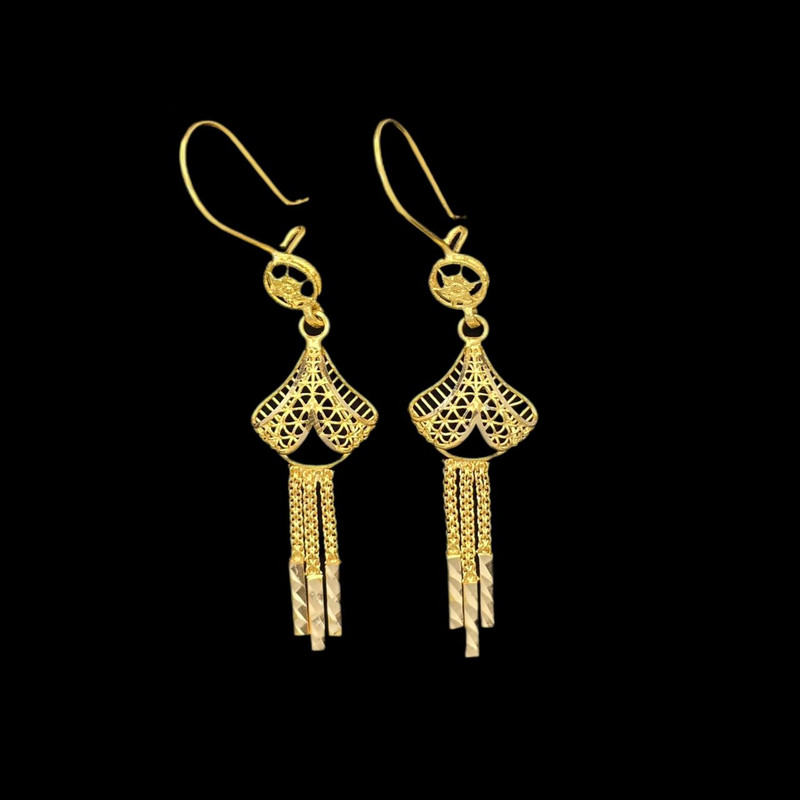 گوشواره طلا کم اجرت 18 عیار زنانه طلا و شمش برلیان مدل پنجشیر یک طبقه