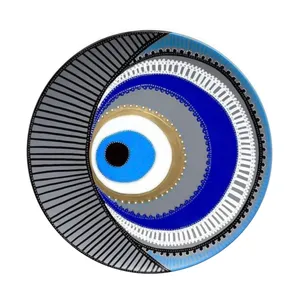 بشقاب دیوارکوب سفالی طرح نقطه کوبی مدل چشم نظر