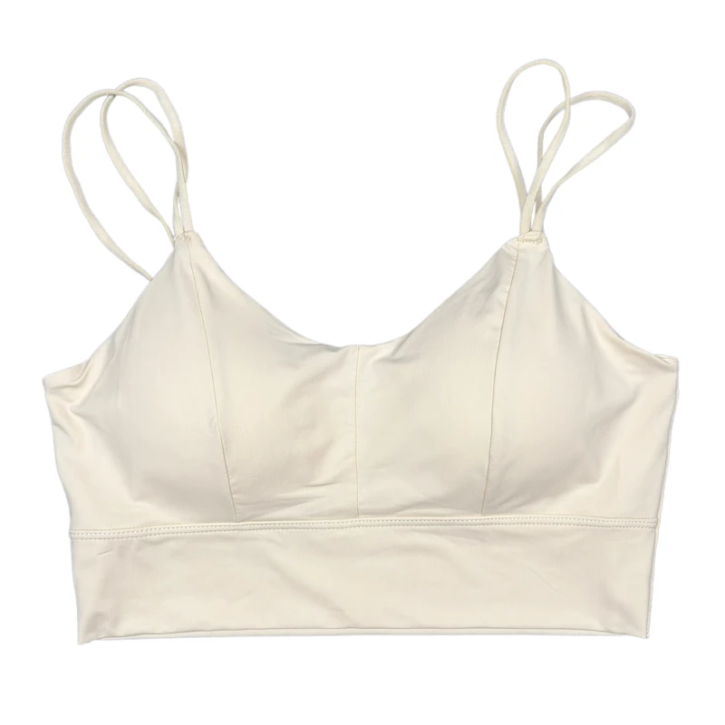 نیم تنه ورزشی زنانه مدل دوبند رنگ کرم