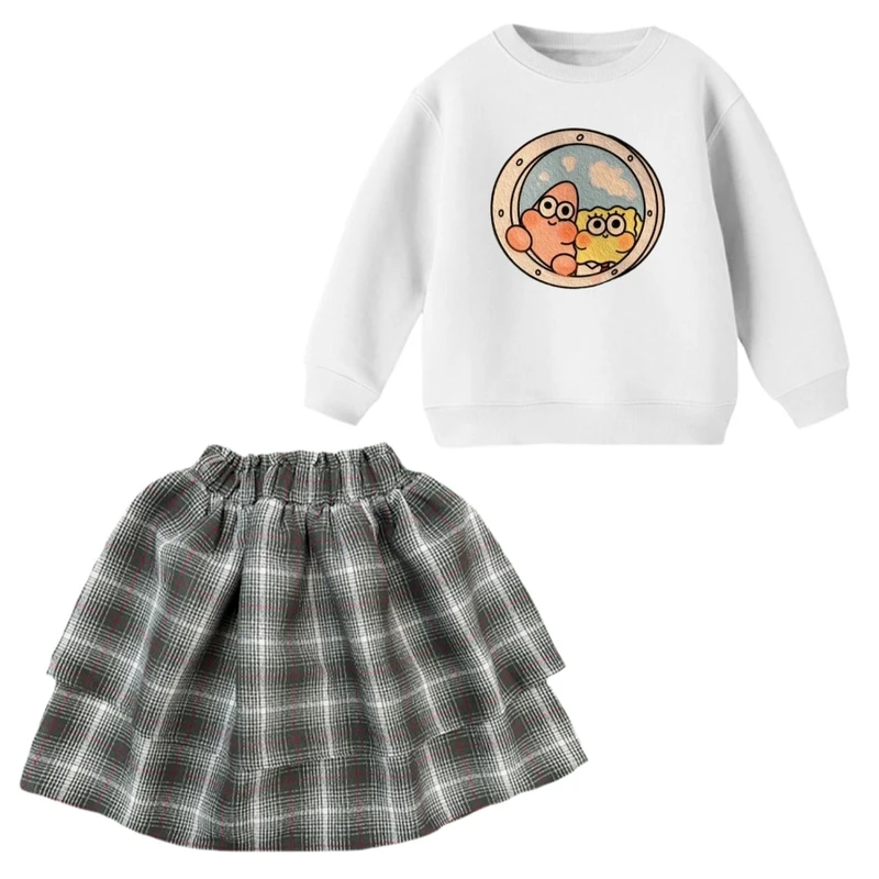 ست بلوز و دامن دخترانه مدل باب اسفنجی و پاتریک کد 1