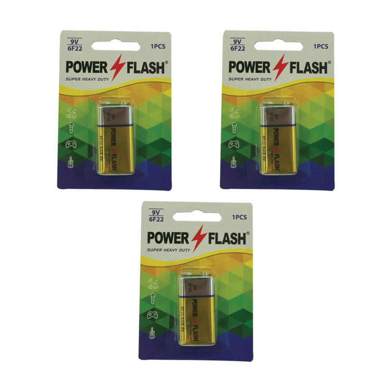 باتری کتابی پاورفلش مدل Super Heavy Duty بسته۳ عددی