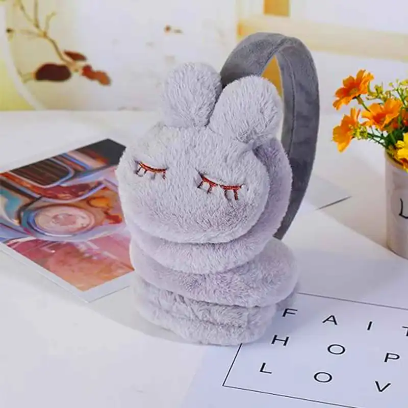 گوش گیر زمستانی بچگانه مدل هدفونی طرح خرگوش رنگ خاکستری