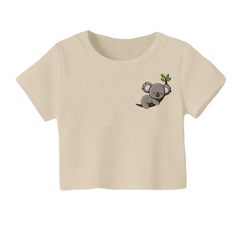 کراپ‌ تی‌شرت آستین کوتاه زنانه مدل کوالا تنبل