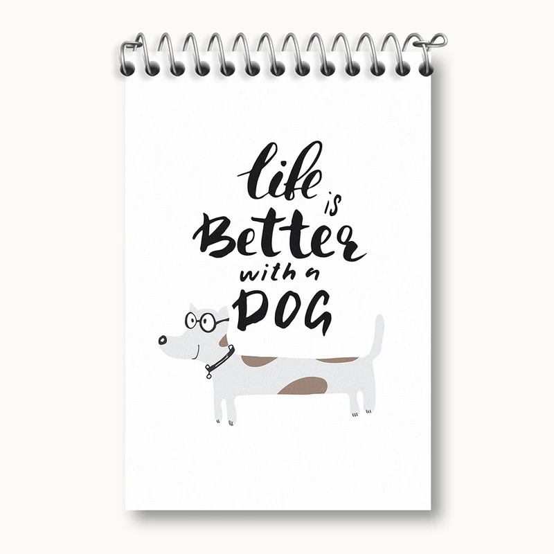 دفتر یادداشت 50 برگ خندالو مدل Life Is Better With Dog کد F344