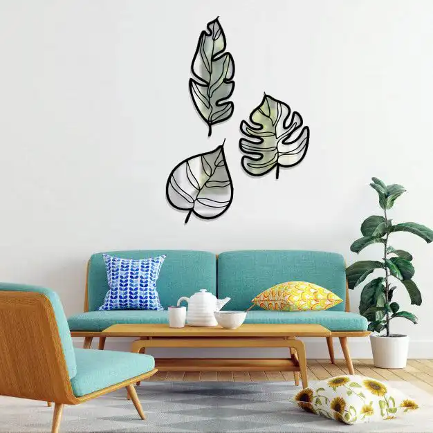 آینه پلکسی گلس طرح برگ مجموعه 3 عددی