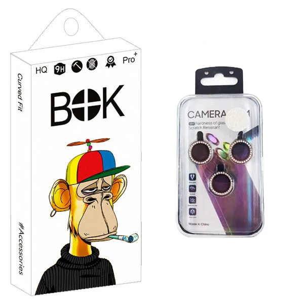 محافظ لنز دوربین رینگی نگین دار بوک مدل Diamond Ring مناسب برای گوشی موبایل اپل iPhone 15 Pro / 15 Pro Max / 16 / 16 Pro / 16 Pro Max