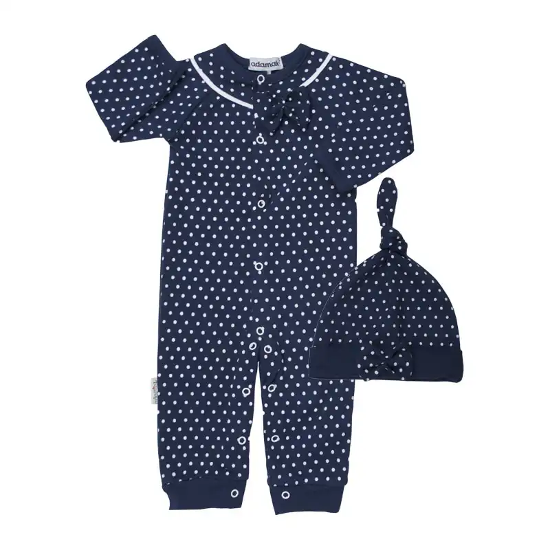 ست سرهمی و کلاه نوزادی آدمک کد 138701 رنگ سرمه ای